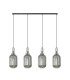 Yorktown Linear 4 Light Pendant 20cm Tubular Ribbed Glass Polished Nickel/Matt Black Smoked-1