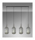 Yorktown Linear 4 Light Pendant 20cm Tubular Ribbed Glass Polished Nickel/Matt Black Smoked-3