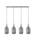 Yorktown Linear 4 Light Pendant 20cm Tubular Ribbed Glass Polished Nickel/Matt Black Smoked-4