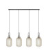 Yorktown Linear 4 Light Pendant 20cm Tubular Ribbed Glass Polished Nickel/Matt Black Champagne-1