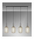 Yorktown Linear 4 Light Pendant 20cm Tubular Ribbed Glass Polished Nickel/Matt Black Champagne-3