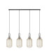 Yorktown Linear 4 Light Pendant 20cm Tubular Ribbed Glass Polished Nickel/Matt Black Champagne-4