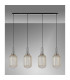 Yorktown Linear 4 Light Pendant 20cm Tubular Ribbed Glass Polished Nickel/Matt Black Champagne-11