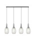 Yorktown Linear 4 Light Pendant 20cm Almond Ribbed Glass Polished Nickel/Matt Black Clear-1