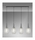 Yorktown Linear 4 Light Pendant 20cm Almond Ribbed Glass Polished Nickel/Matt Black Clear-3