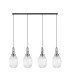 Yorktown Linear 4 Light Pendant 20cm Almond Ribbed Glass Polished Nickel/Matt Black Clear-4