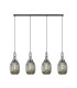 Yorktown Linear 4 Light Pendant 20cm Almond Ribbed Glass Polished Nickel/Matt Black Smoked-1