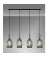 Yorktown Linear 4 Light Pendant 20cm Almond Ribbed Glass Polished Nickel/Matt Black Smoked-3