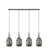 Yorktown Linear 4 Light Pendant 20cm Almond Ribbed Glass Polished Nickel/Matt Black Smoked-4