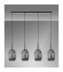 Yorktown Linear 4 Light Pendant 20cm Almond Ribbed Glass Polished Nickel/Matt Black Smoked-10