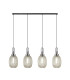 Yorktown Linear 4 Light Pendant 20cm Almond Ribbed Glass Polished Nickel/Matt Black Champagne-1