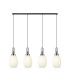 Yorktown Linear 4 Light Pendant 20cm Almond Ribbed Glass Polished Nickel/Matt Black Opal-1