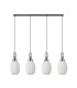 Yorktown Linear 4 Light Pendant 20cm Almond Ribbed Glass Polished Nickel/Matt Black Opal-4