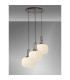 Yorktown 65cm 2m Round Pendant 3 x E27 Pewter/Matt Black 30cm Pumpkin Shaped Ribbed Opal Glass-3