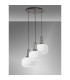 Yorktown 65cm 2m Round Pendant 3 x E27 Pewter/Matt Black 30cm Pumpkin Shaped Ribbed Opal Glass-10