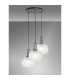 Yorktown 65cm 2m Round Pendant 3 x E27 Pewter/Matt Black 30cm Pumpkin Shaped Ribbed Clear Glass-3