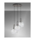 Yorktown 65cm 2m Round Pendant 3 x E27 Pewter/Matt Black 30cm Pumpkin Shaped Ribbed Clear Glass-10