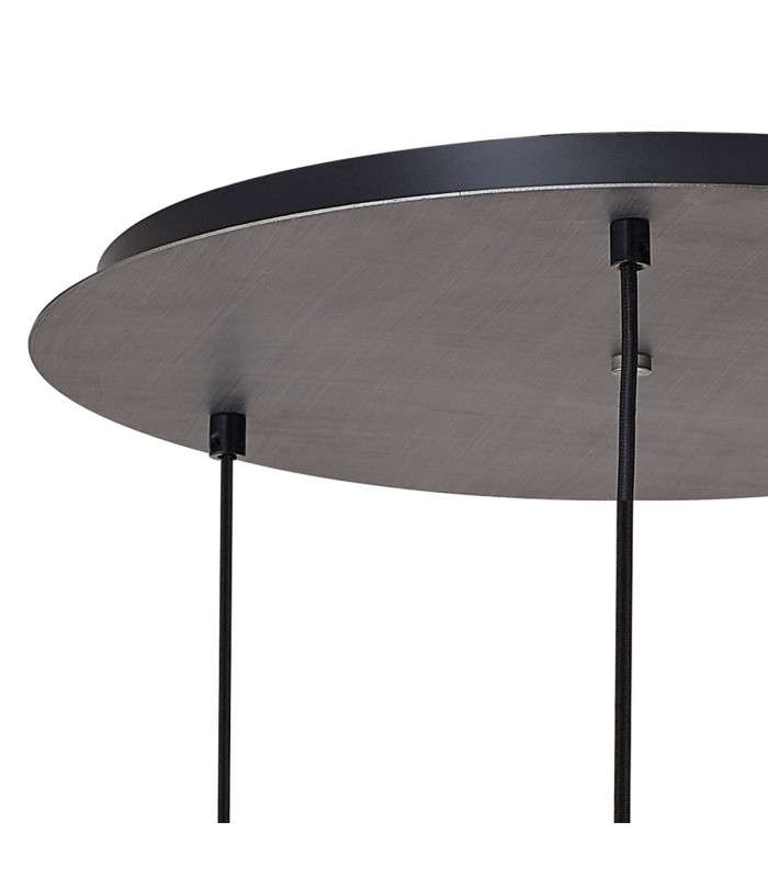Yorktown 55cm Round 3 Light Pendant 20cm Almond Ribbed Glass Aged Pewter/Matt Black Clear-7