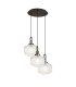 Yorktown 65cm 2m Round Pendant 3 x E27 Antique Silver/Matt Black 30cm Pumpkin Shaped Ribbed Clear Glass-1