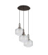 Yorktown 65cm 2m Round Pendant 3 x E27 Antique Silver/Matt Black 30cm Pumpkin Shaped Ribbed Clear Glass-4