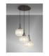 Yorktown 65cm 2m Round Pendant 3 x E27 Antique Silver/Matt Black 30cm Pumpkin Shaped Ribbed Champagne Glass-3