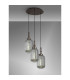 Yorktown 55cm Round 3 Light Pendant 20cm Tubular Ribbed Glass Antique Silver/Matt Black Smoked-3