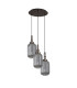 Yorktown 55cm Round 3 Light Pendant 20cm Tubular Ribbed Glass Antique Silver/Matt Black Smoked-4