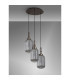 Yorktown 55cm Round 3 Light Pendant 20cm Tubular Ribbed Glass Antique Silver/Matt Black Smoked-10