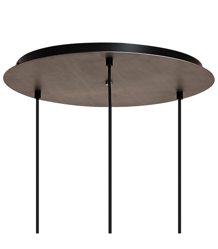 Yorktown 55cm Round 3 Light Pendant 20cm Tubular Ribbed Glass Antique Silver/Matt Black Champagne-8