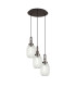 Yorktown 55cm Round 3 Light Pendant 20cm Almond Ribbed Glass Antique Silver/Matt Black Clear-1