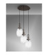 Yorktown 55cm Round 3 Light Pendant 20cm Almond Ribbed Glass Antique Silver/Matt Black Clear-9