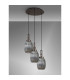 Yorktown 55cm Round 3 Light Pendant 20cm Almond Ribbed Glass Antique Silver/Matt Black Smoked-9