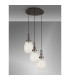 Yorktown 55cm Round 3 Light Pendant 20cm Almond Ribbed Glass Antique Silver/Matt Black Champagne-10