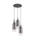 Yorktown 51cm Round 3 Light Pendant 16cm Cylinder Glass Black Chrome/Matt Black Smoked/Clear-4