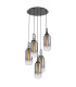 Yorktown 61cm Round 5 Light Pendant 16cm Cylinder Glass Black Chrome/Matt Black Smoked/Clear-1