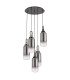 Yorktown 61cm Round 5 Light Pendant 16cm Cylinder Glass Black Chrome/Matt Black Smoked/Clear-4