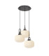 Yorktown 65cm 2m Round Pendant 3 x E27 Black Chrome/Matt Black 30cm Pumpkin Shaped Ribbed Opal Glass-1