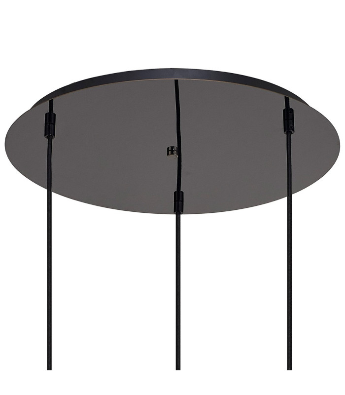 Yorktown 65cm 2m Round Pendant 3 x E27 Black Chrome/Matt Black 30cm Pumpkin Shaped Ribbed Opal Glass-8