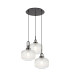Yorktown 65cm 2m Round Pendant 3 x E27 Black Chrome/Matt Black 30cm Pumpkin Shaped Ribbed Clear Glass-1
