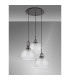 Yorktown 65cm 2m Round Pendant 3 x E27 Black Chrome/Matt Black 30cm Pumpkin Shaped Ribbed Clear Glass-10