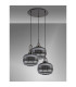 Yorktown 65cm 2m Round Pendant 3 x E27 Black Chrome/Matt Black 30cm Pumpkin Shaped Ribbed Smoked Glass-10