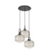 Yorktown 65cm 2m Round Pendant 3 x E27 Black Chrome/Matt Black 30cm Pumpkin Shaped Ribbed Champagne Glass-4
