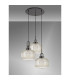 Yorktown 65cm 2m Round Pendant 3 x E27 Black Chrome/Matt Black 30cm Pumpkin Shaped Ribbed Champagne Glass-10
