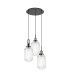 Yorktown 55cm Round 3 Light Pendant 20cm Tubular Ribbed Glass Black Chrome/Matt Black Clear-1