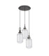 Yorktown 55cm Round 3 Light Pendant 20cm Tubular Ribbed Glass Black Chrome/Matt Black Clear-4