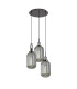 Yorktown 55cm Round 3 Light Pendant 20cm Tubular Ribbed Glass Black Chrome/Matt Black Smoked-1