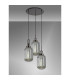 Yorktown 55cm Round 3 Light Pendant 20cm Tubular Ribbed Glass Black Chrome/Matt Black Smoked-3