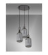 Yorktown 55cm Round 3 Light Pendant 20cm Tubular Ribbed Glass Black Chrome/Matt Black Smoked-10