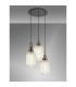 Yorktown 55cm Round 3 Light Pendant 20cm Tubular Ribbed Glass Black Chrome/Matt Black Champagne-3