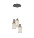 Yorktown 55cm Round 3 Light Pendant 20cm Tubular Ribbed Glass Black Chrome/Matt Black Champagne-4